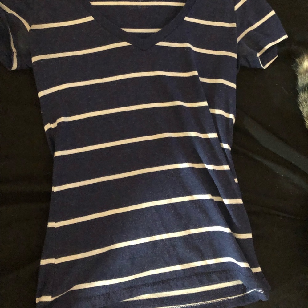 Blue and white v neck top